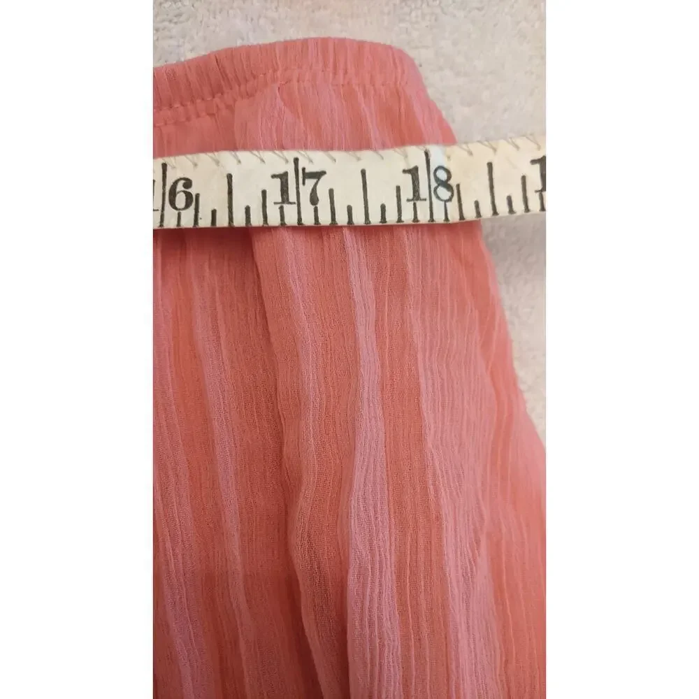 Chiffon Pink Coral Midi Skirt with Liner, Size 16 - Picture 9 of 9